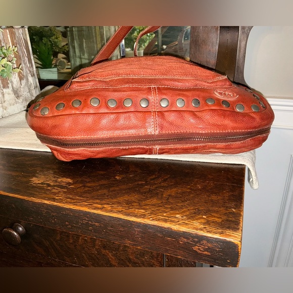 Bed Stu Leather Moore Studded Hobo Shoulder Bag Handbag Cognac Rustic MSRP $285 - Picture 7 of 13